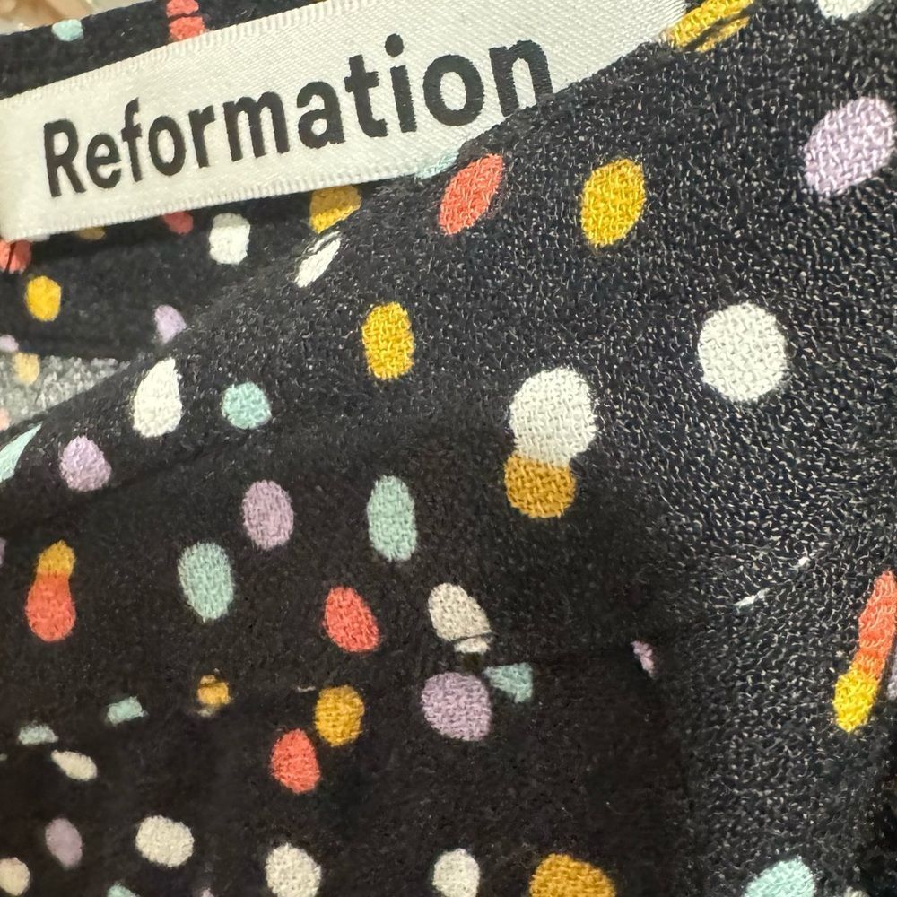 Reformation Jaime Side Slit Confetti Polka Dot Midi Skirt - Picture 6 of 7